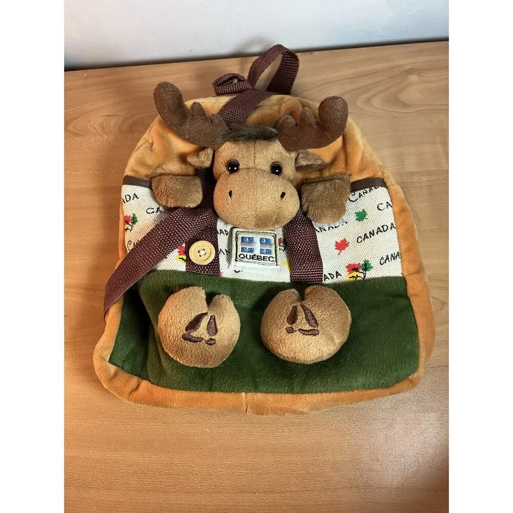 Kids Toddlers Canada Vancouver Moose Plush Small Backpack Tan 10x10”
